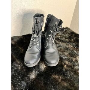 Sorel Emelie Conquest Womens Size 5 Black Leather Side Zip Boots Shoes